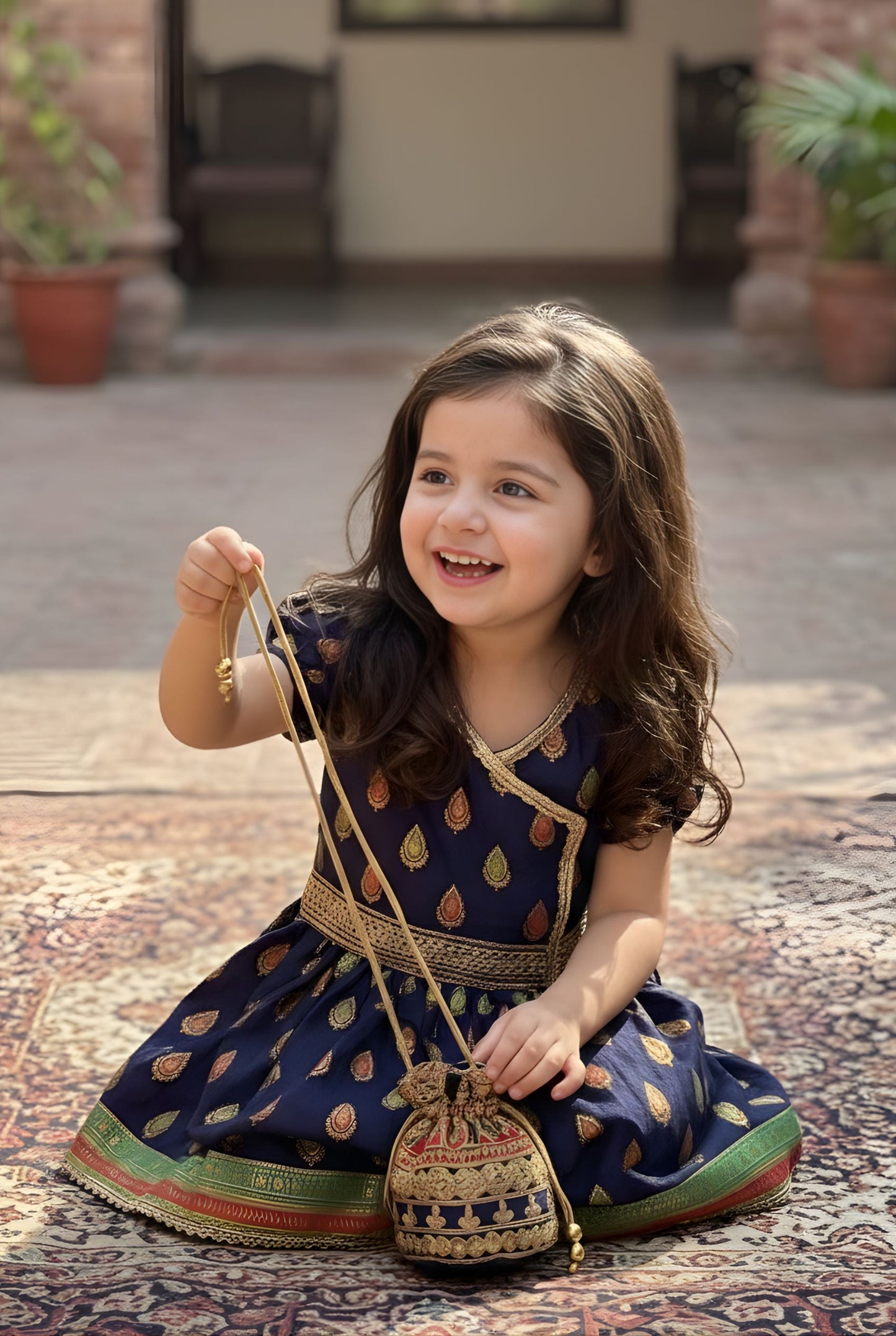 Zeenat-e-Shab – Navy Blue Lawn Angrakha Frock