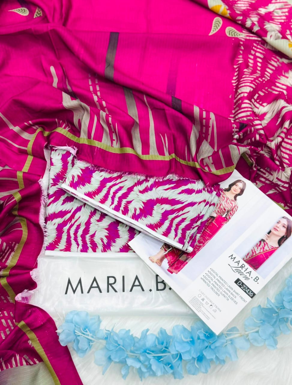 Shocking Magenta – 100% Original Maria.B Lawn Unstitched (3-Piece) – Direct Factory Wholesale Price