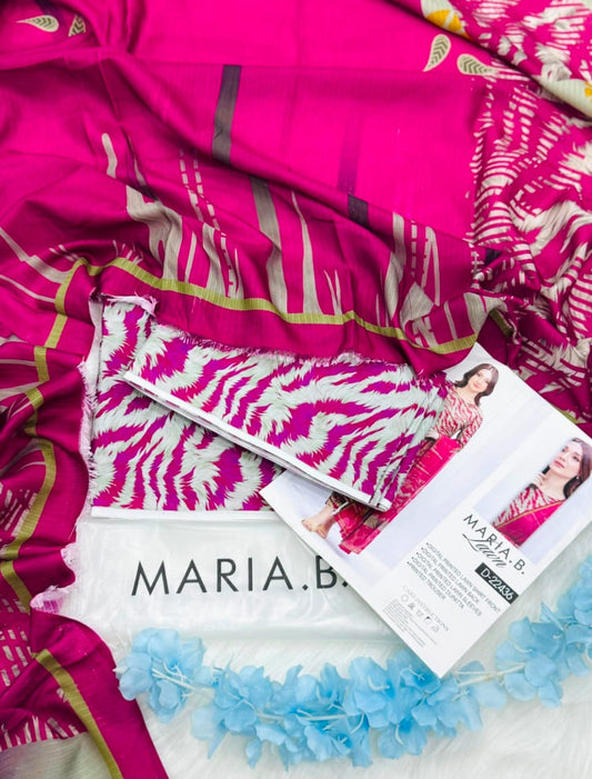 Shocking Magenta – 100% Original Maria.B Lawn Unstitched (3-Piece) – Direct Factory Wholesale Price