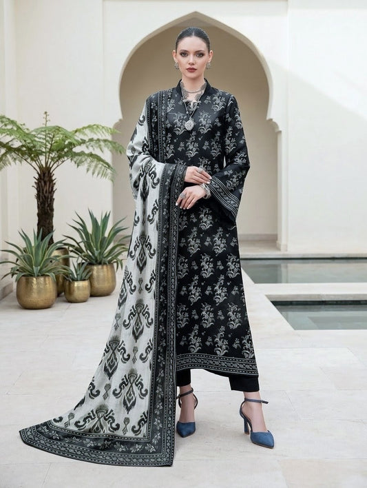 Ivory Vine Elegance – 100% Original Hajra Lawn Unstitched (3-Piece) – Direct Factory Wholesale Price
