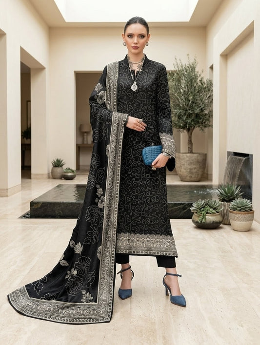 Midnight Pearl Swirl – 100% Original Hajra Lawn Unstitched (3-Piece) – Direct Factory Wholesale Price
