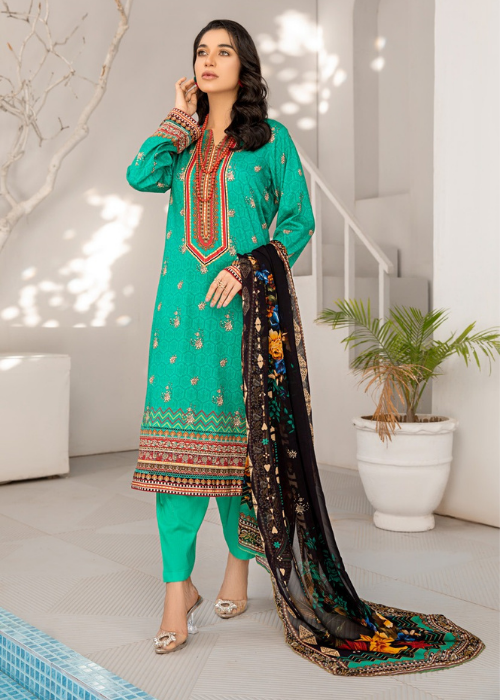 Jahanara Lawn with bamber dubata Unstitched 3 Piece Suit