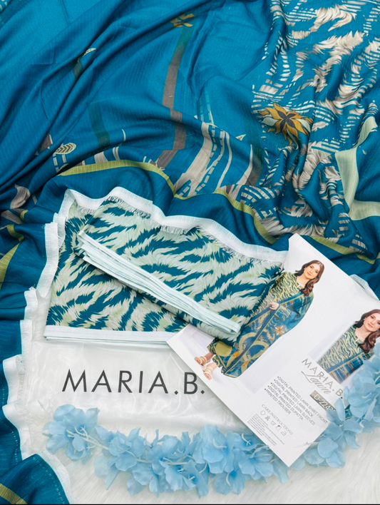 Ocean Teal – 100% Original Maria.B Lawn Unstitched (3-Piece) – Direct Factory Wholesale Price