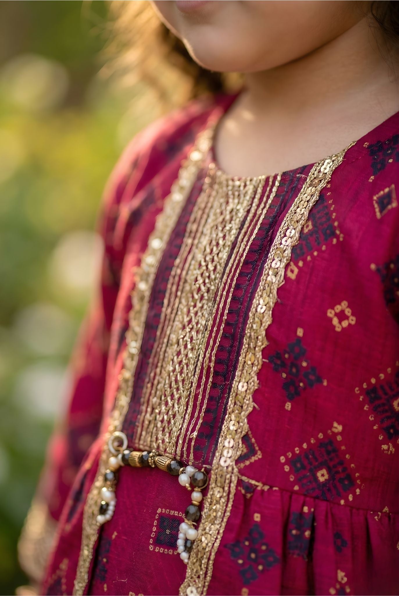 Gul-e-Rana – Deep Crimson Lawn Anarkali Frock
