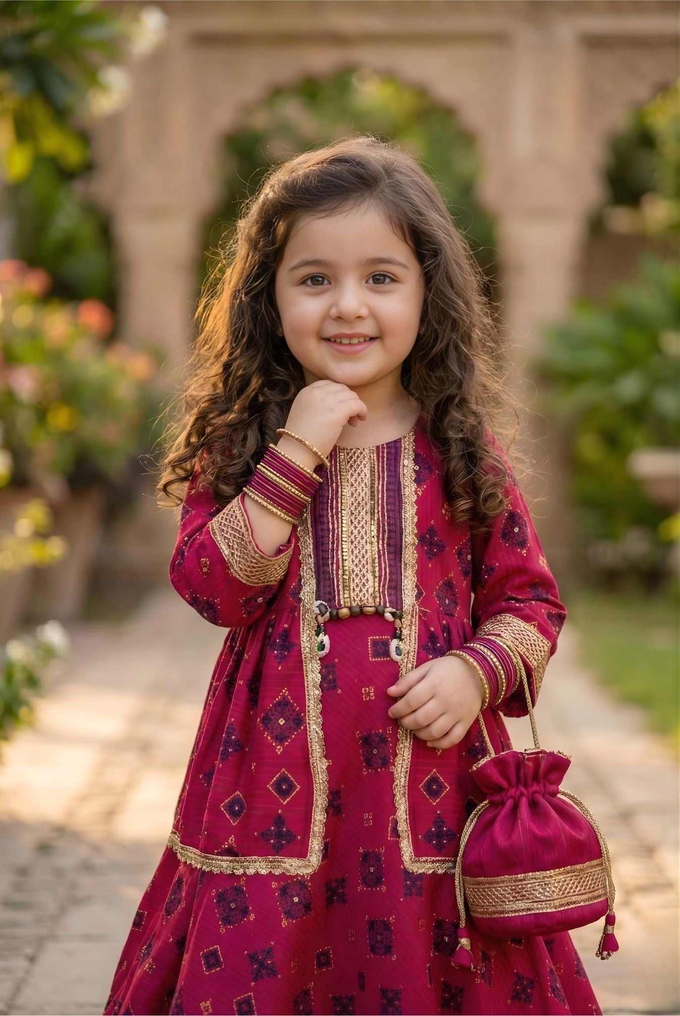 Gul-e-Rana – Deep Crimson Lawn Anarkali Frock