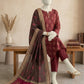 Finest Quality Lawn Unstitched 3 Piece Suit - Hamnaaz Maroon Elegant Motif Print