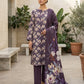 Finest Quality Lawn Unstitched 3 Piece Suit - Hamnaaz Deep Purple Floral Print