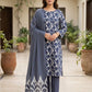Finest Quality Lawn Unstitched 3 Piece Suit - Hamnaaz Navy Ikat Print