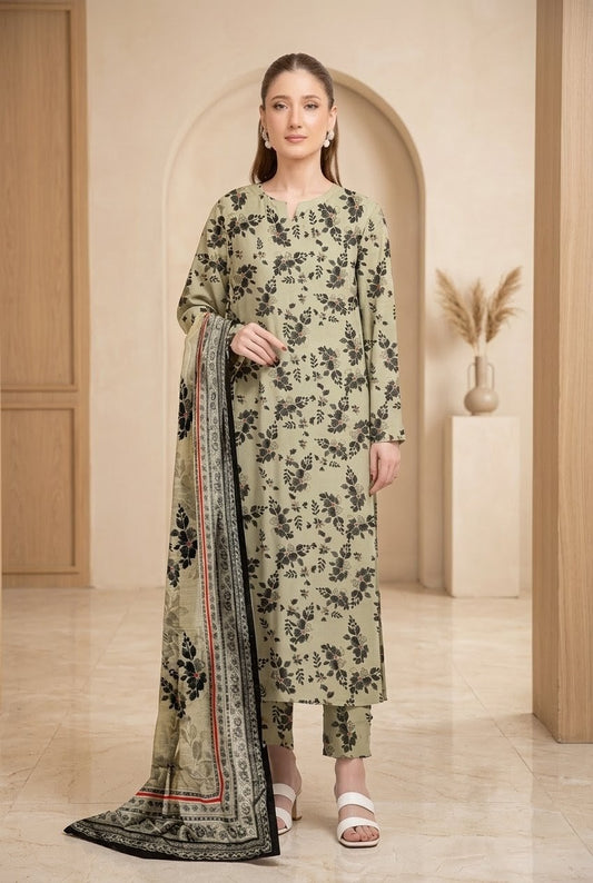 Pistachio Green Floral – Maria.B Lawn Unstitched (3-Piece) – Direct Factory Wholesale Price