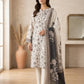Finest Quality Lawn Unstitched 3 Piece Suit - Hamnaaz Off-White Delicate Floral Print