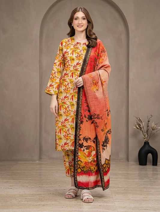 Tropical Sunset Floral – Maria.B Lawn Unstitched (3-Piece) – Direct Factory Wholesale Price