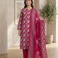 Finest Quality Lawn Unstitched 3 Piece Suit - Hamnaaz Magenta Floral Print