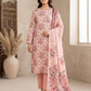 Finest Quality Lawn Unstitched 3 Piece Suit - Hamnaaz Peach Botanical Floral Print