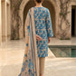 Finest Quality Lawn Unstitched 3 Piece Suit - Hamnaaz Cream & Blue Floral Print