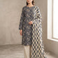 Finest Quality Lawn Unstitched 3 Piece Suit - Hamnaaz Navy Fern Print