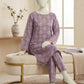 Finest Quality Lawn Unstitched 2 Piece Suit - Hamnaaz Lavender White Geometric Motif Print