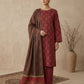 Finest Quality Lawn Unstitched 3 Piece Suit - Hamnaaz Maroon & Gold Motif Print