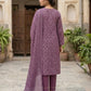 Finest Quality Lawn Unstitched 3 Piece Suit - Hamnaaz Plum Bandhani Print