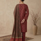 Finest Quality Lawn Unstitched 3 Piece Suit - Hamnaaz Maroon & Gold Motif Print