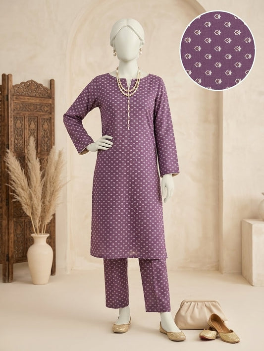 Finest Quality Lawn Unstitched 2 Piece Suit - Hamnaaz Plum Dainty Motif Print