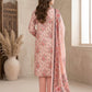 Finest Quality Lawn Unstitched 3 Piece Suit - Hamnaaz Peach Botanical Floral Print