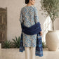Finest Quality Lawn Unstitched 3 Piece Suit - Hamnaaz Off-White & Blue Vine Print